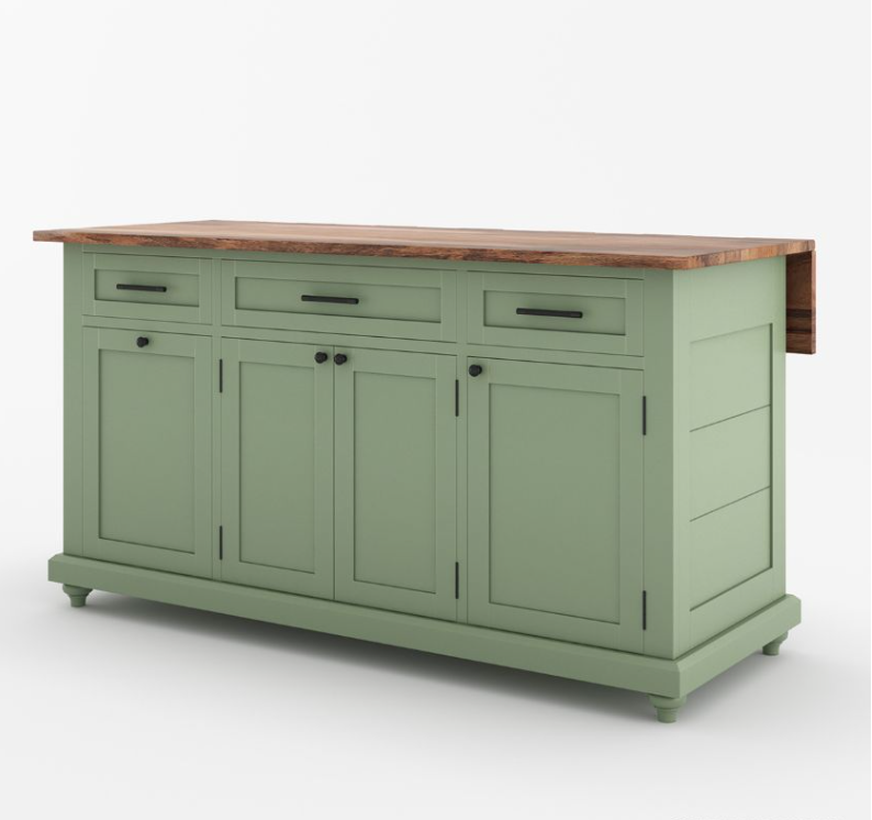 Casselton Solid Wood Two Tone White Kitchen Island with Storage