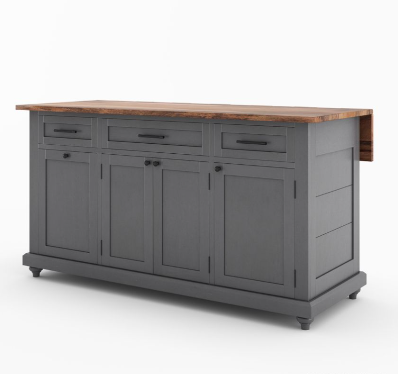 Casselton Solid Wood Two Tone White Kitchen Island with Storage