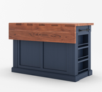 Bismarck Blue Solid Wood Kitchen Island With Drop Leaf