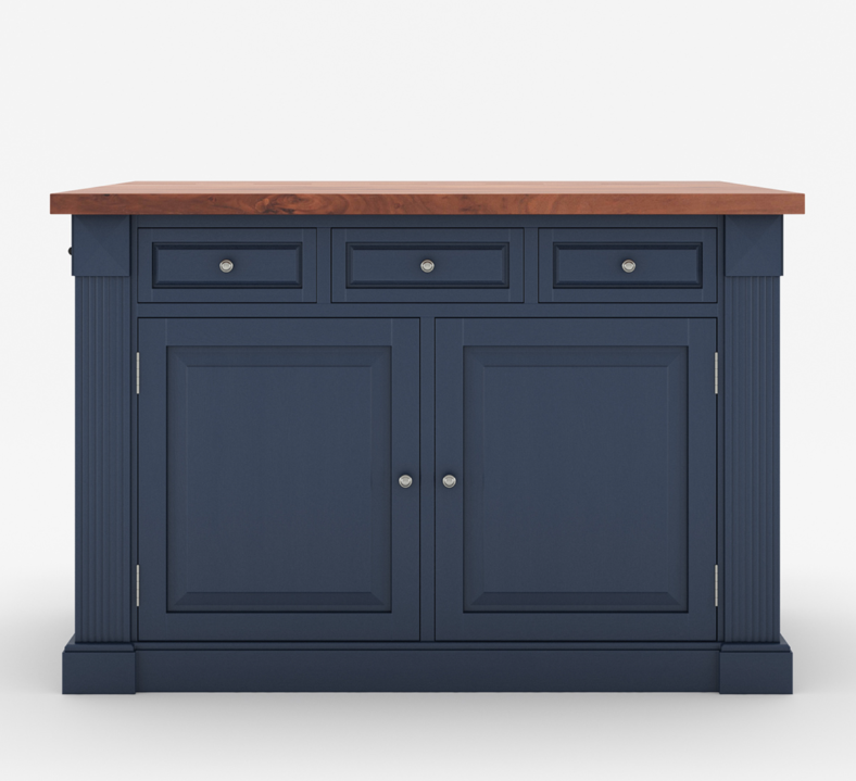 Bismarck Blue Solid Wood Kitchen Island With Drop Leaf