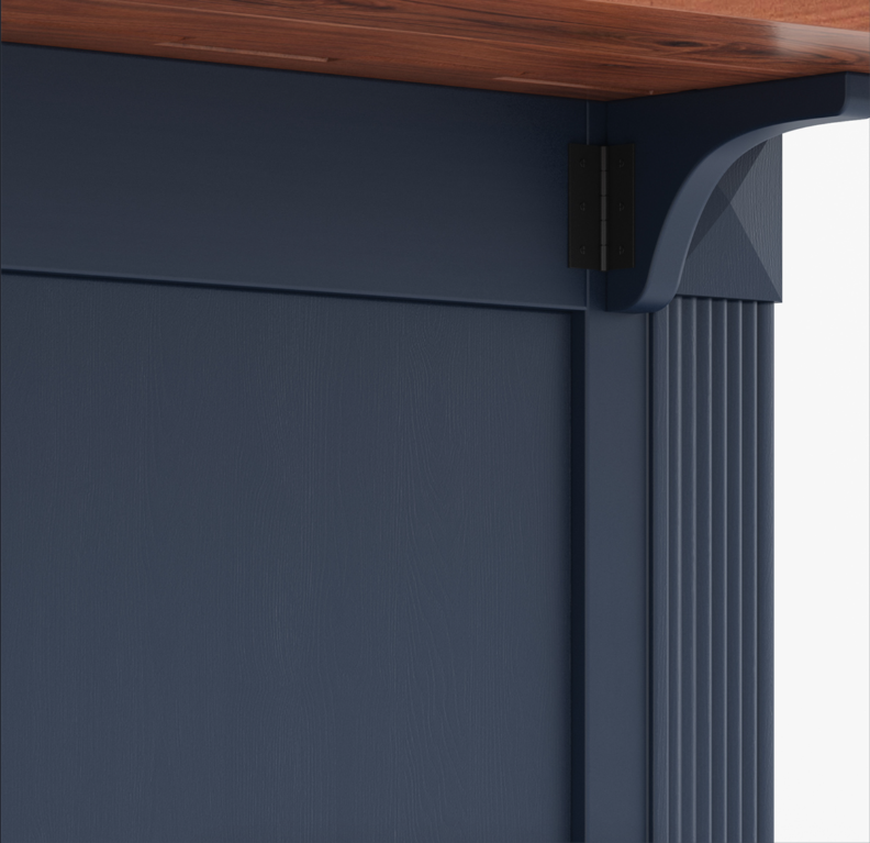 Bismarck Blue Solid Wood Kitchen Island With Drop Leaf