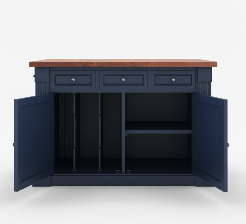Bismarck Blue Solid Wood Kitchen Island With Drop Leaf