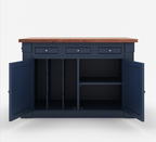 Bismarck Blue Solid Wood Kitchen Island With Drop Leaf
