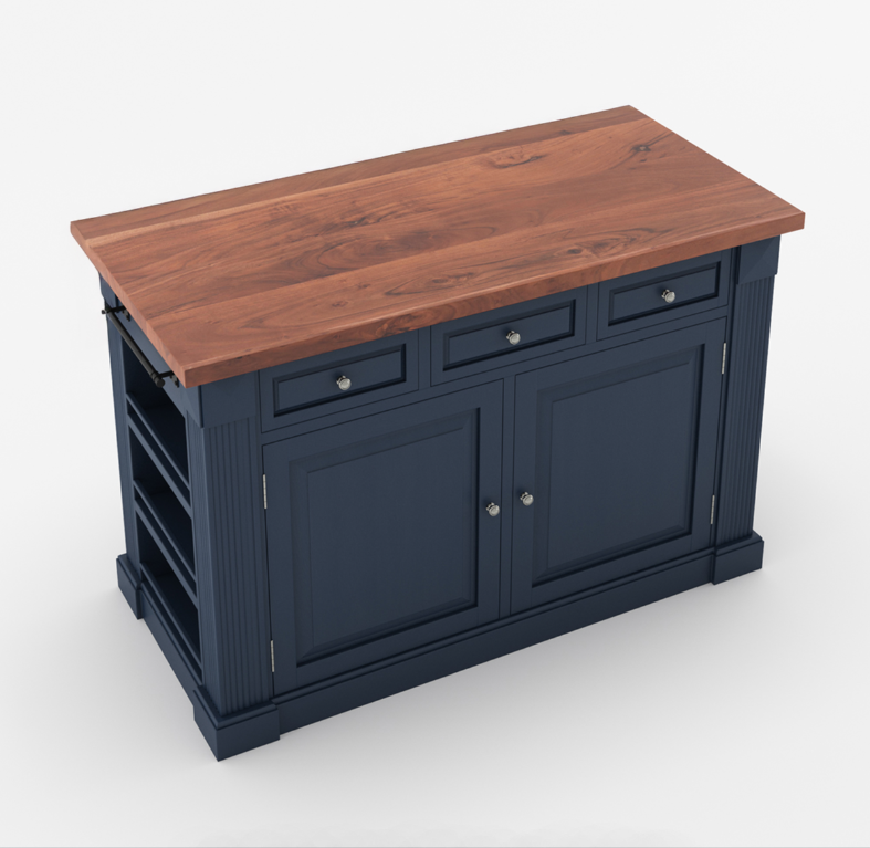 Bismarck Blue Solid Wood Kitchen Island With Drop Leaf