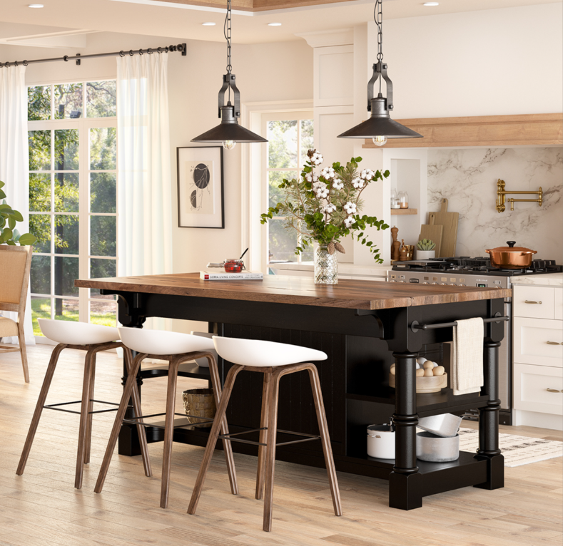 Medora Farmhouse Solid Wood Kitchen Island Table