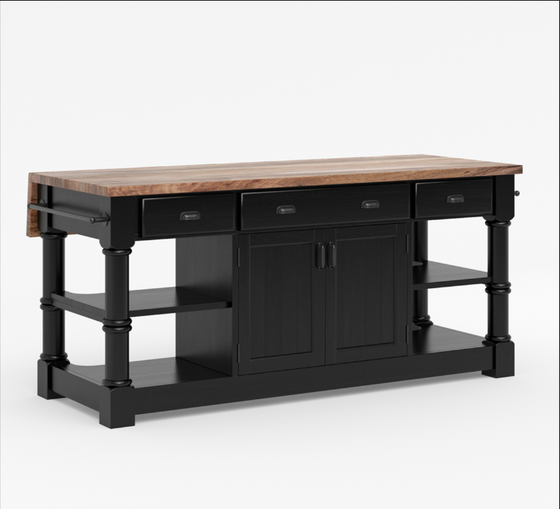Medora Farmhouse Solid Wood Kitchen Island Table