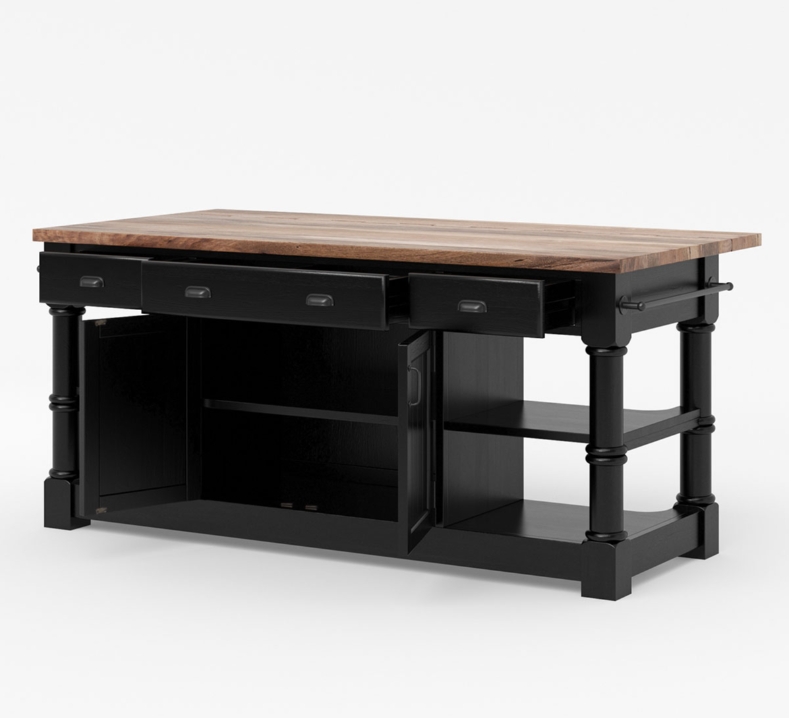 Medora Farmhouse Solid Wood Kitchen Island Table