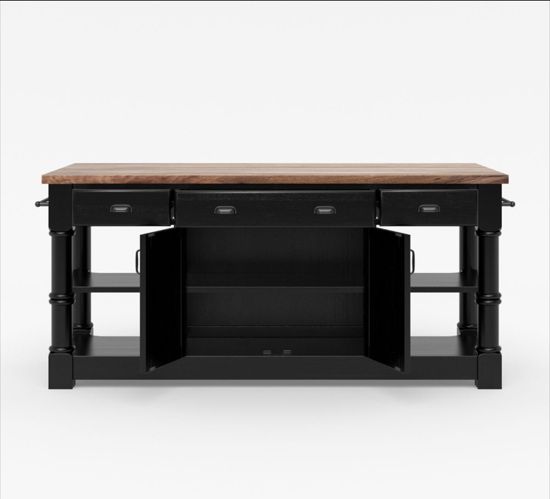 Medora Farmhouse Solid Wood Kitchen Island Table