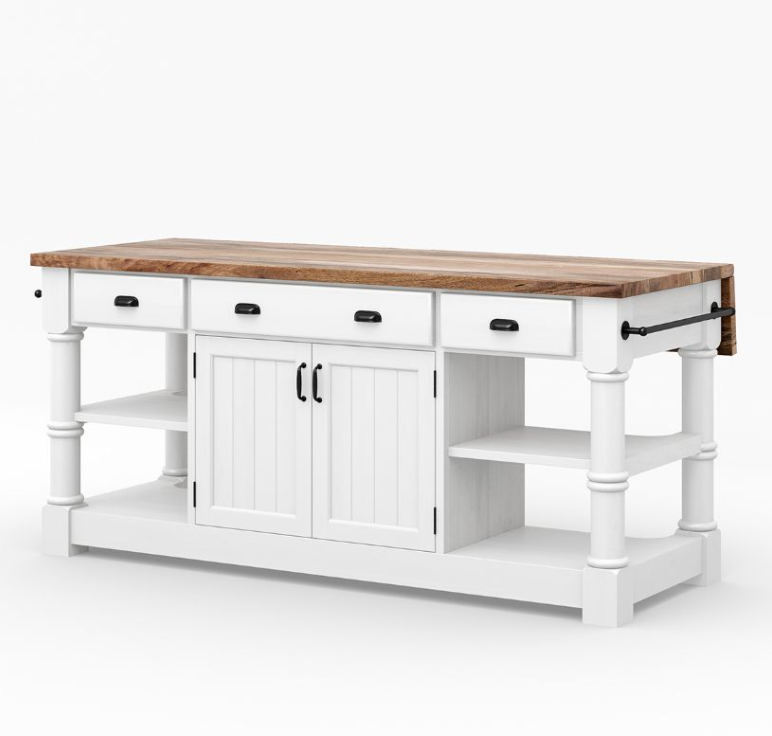 Medora Farmhouse Solid Wood Kitchen Island Table