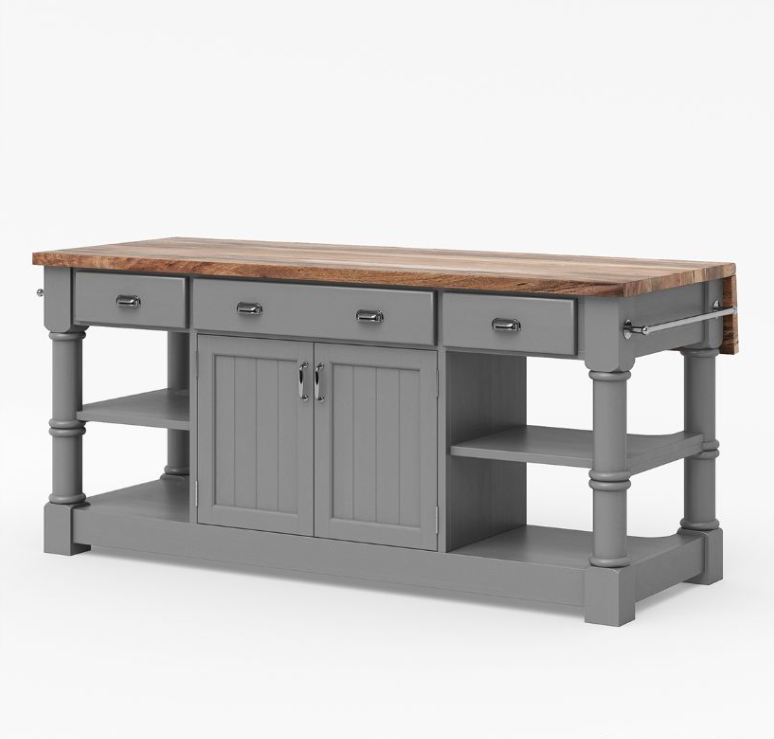 Medora Farmhouse Solid Wood Kitchen Island Table