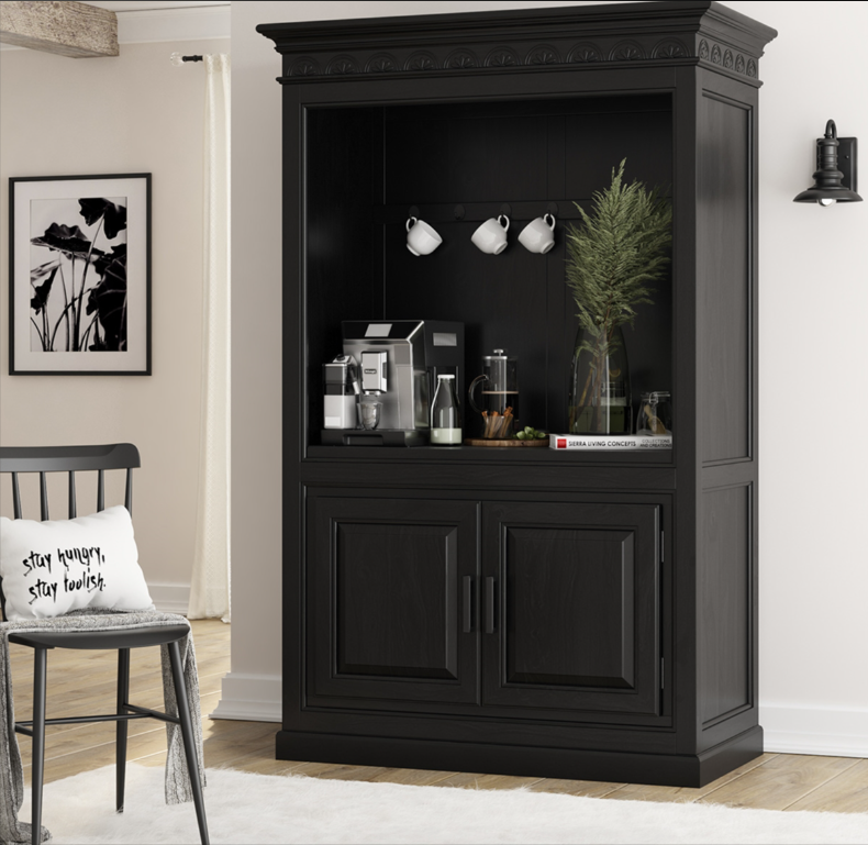 Wuppertal Solid Wood Traditional Kitchen Coffee Bar Hutch