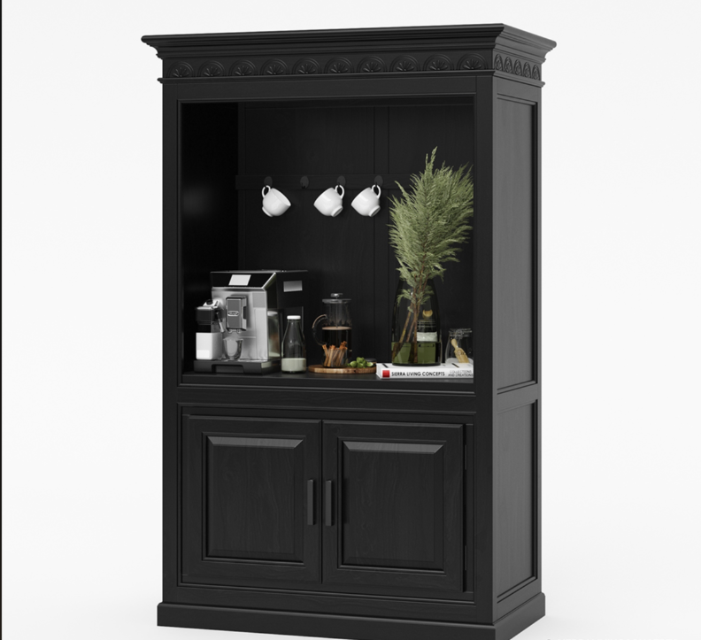 Wuppertal Solid Wood Traditional Kitchen Coffee Bar Hutch