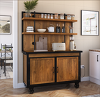 Mapleton Rustic Solid Wood Industrial Baker’s Rack with Cabinet