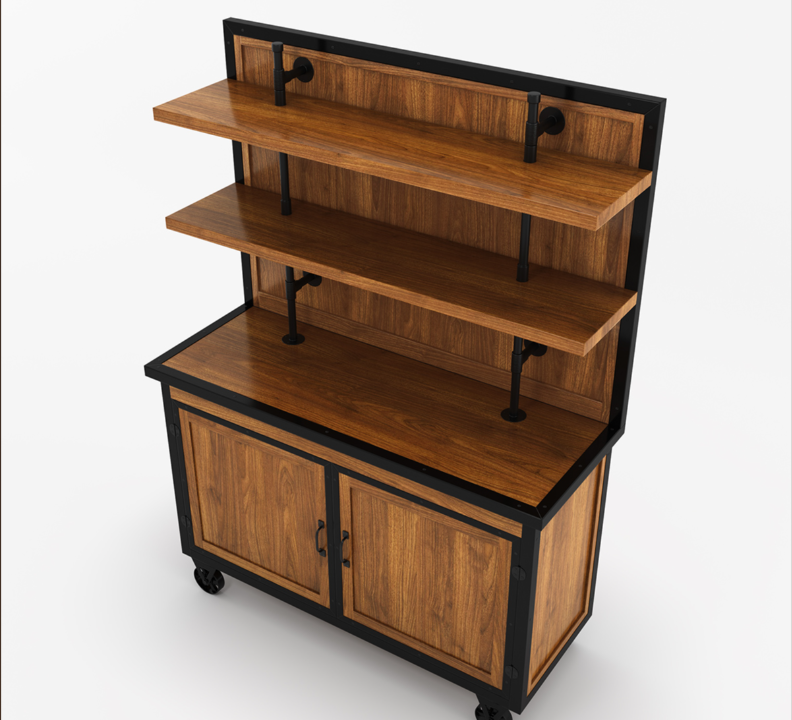 Mapleton Rustic Solid Wood Industrial Baker’s Rack with Cabinet