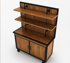 Mapleton Rustic Solid Wood Industrial Baker’s Rack with Cabinet