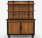 Mapleton Rustic Solid Wood Industrial Baker’s Rack with Cabinet