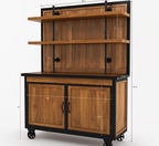 Mapleton Rustic Solid Wood Industrial Baker’s Rack with Cabinet