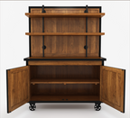 Mapleton Rustic Solid Wood Industrial Baker’s Rack with Cabinet