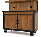 Mapleton Rustic Solid Wood Industrial Baker’s Rack with Cabinet