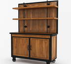 Mapleton Rustic Solid Wood Industrial Baker’s Rack with Cabinet