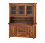 Naperville Rustic Solid Wood Glass Door Dining Room Kitchen Hutch