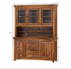 Naperville Rustic Solid Wood Glass Door Dining Room Kitchen Hutch