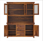 Naperville Rustic Solid Wood Glass Door Dining Room Kitchen Hutch