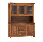 Naperville Rustic Solid Wood Glass Door Dining Room Kitchen Hutch