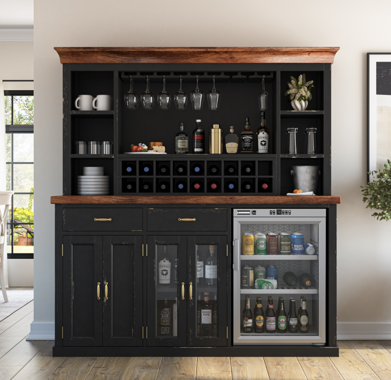 Hamilton Two Tone Back Bar Hutch with Fridge Space
