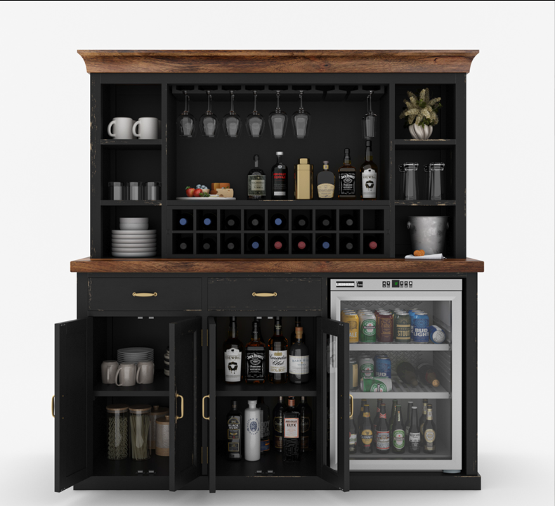 Hamilton Two Tone Back Bar Hutch with Fridge Space