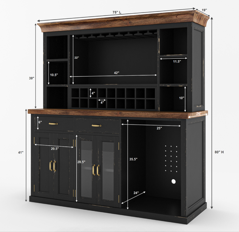 Hamilton Two Tone Back Bar Hutch with Fridge Space