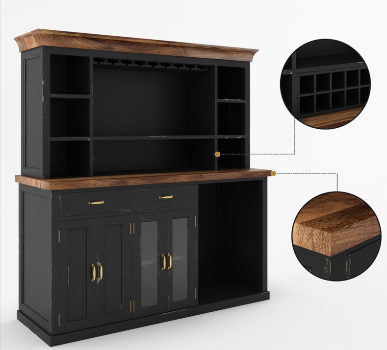 Hamilton Two Tone Back Bar Hutch with Fridge Space