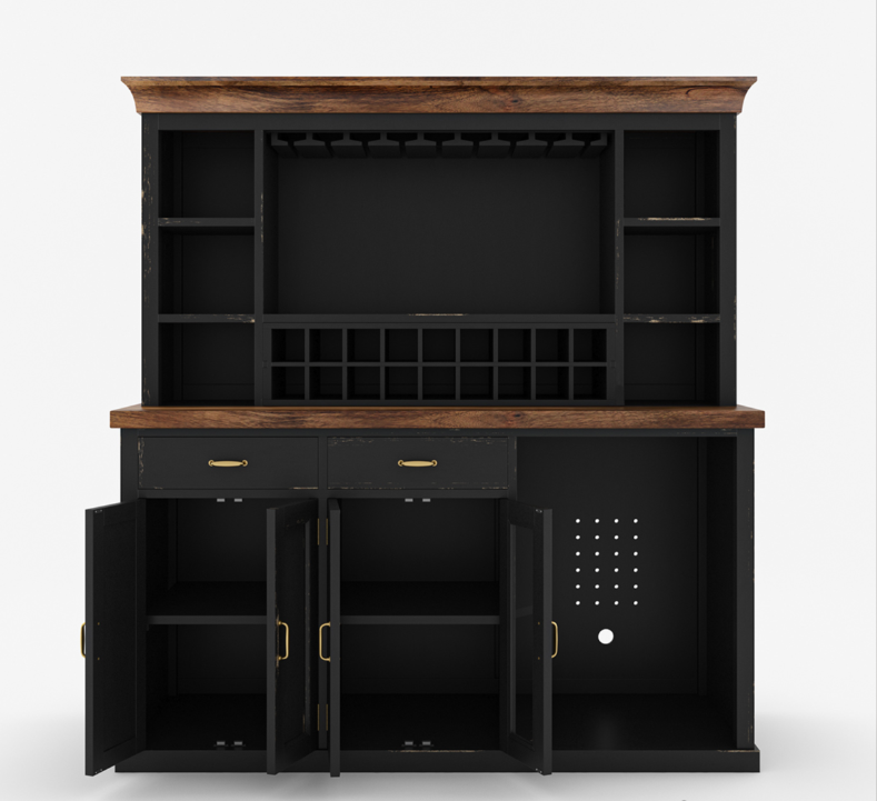Hamilton Two Tone Back Bar Hutch with Fridge Space