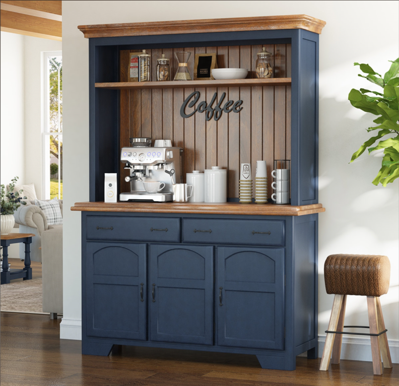 Stanton Rustic Solid Wood Home Coffee Bar Station