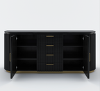 Perris Solid Wood Modern Black Fluted Sideboard with Drawers