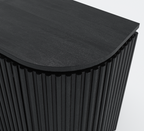 Perris Solid Wood Modern Black Fluted Sideboard with Drawers