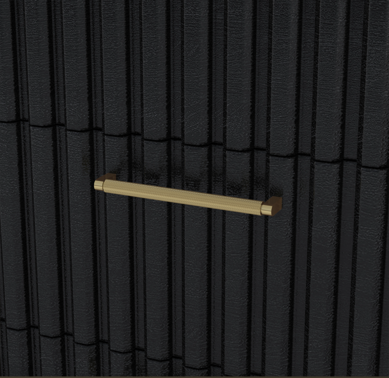 Perris Solid Wood Modern Black Fluted Sideboard with Drawers