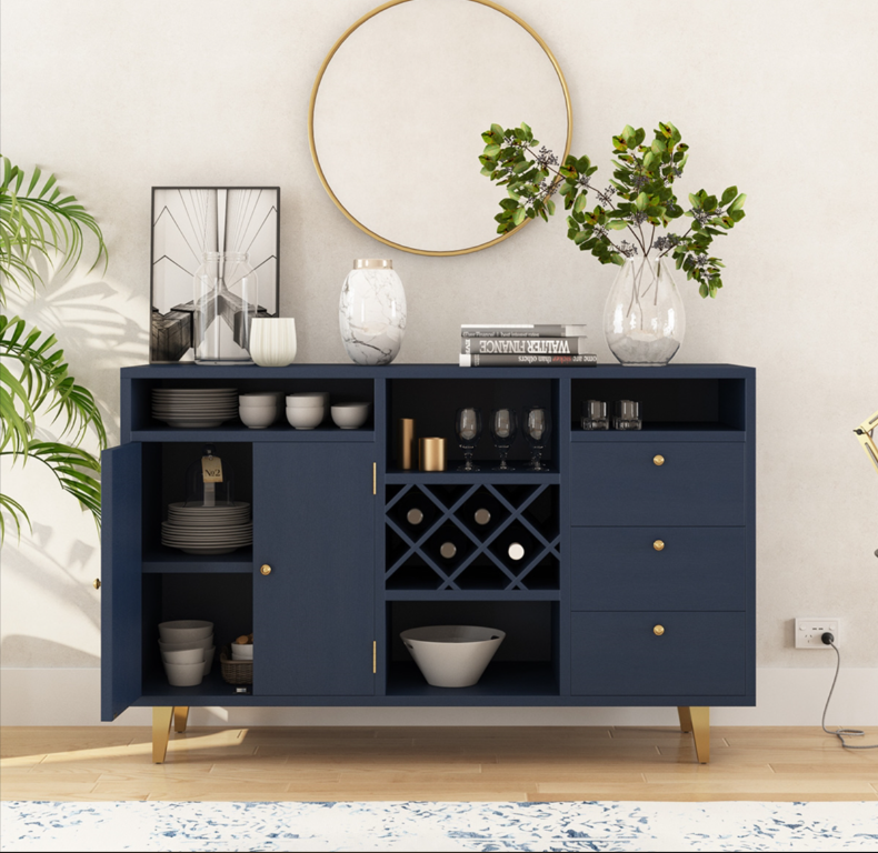 Mareeba Solid Wood 3 Drawer Long Bar Buffet Cabinet