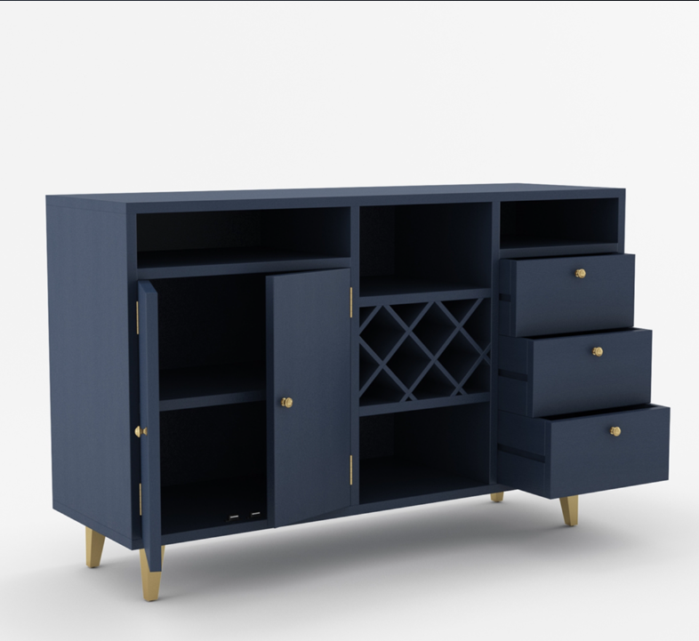 Mareeba Solid Wood 3 Drawer Long Bar Buffet Cabinet