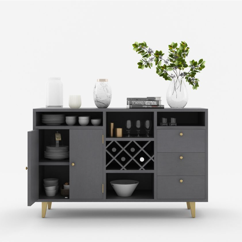 Mareeba Solid Wood 3 Drawer Long Bar Buffet Cabinet