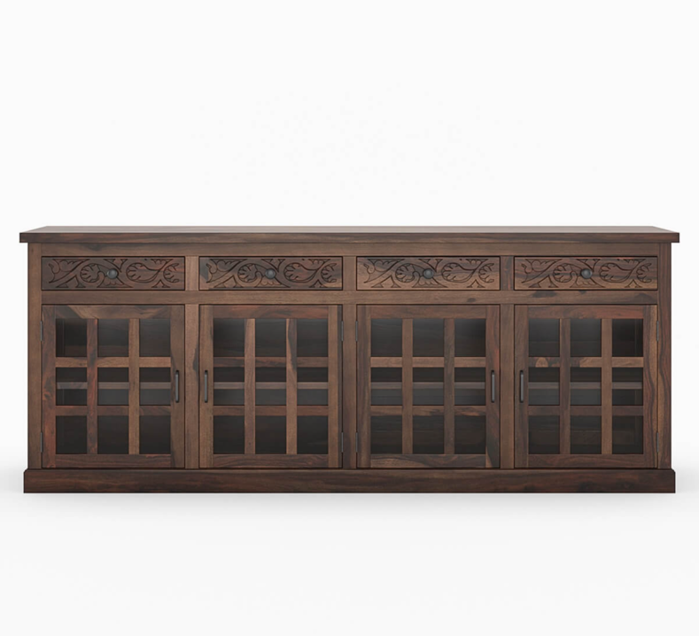 Dallas Ranch Rustic Solid Wood 4 Drawer Extra Long Buffet Cabinet