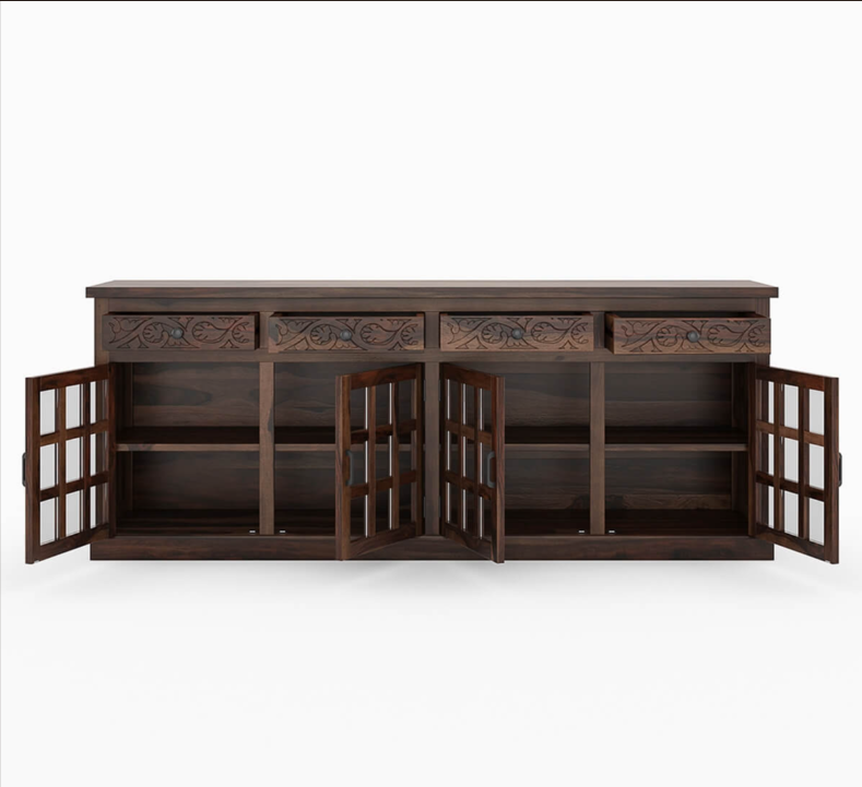 Dallas Ranch Rustic Solid Wood 4 Drawer Extra Long Buffet Cabinet