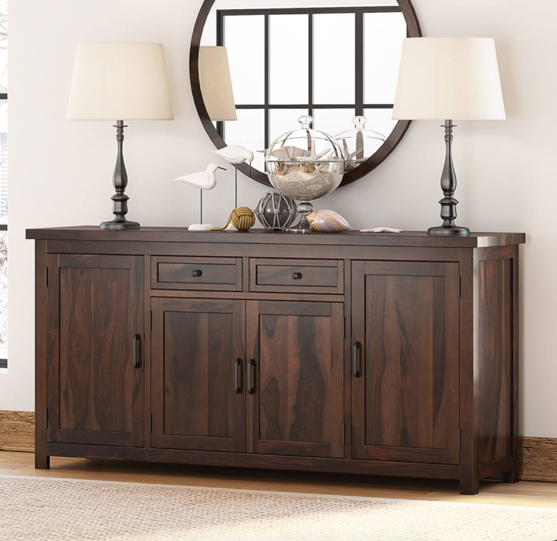 Galveston Rustic Solid Wood Buffet Cabinet with Drawers