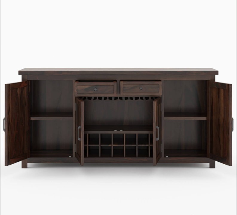 Galveston Rustic Solid Wood Buffet Cabinet with Drawers