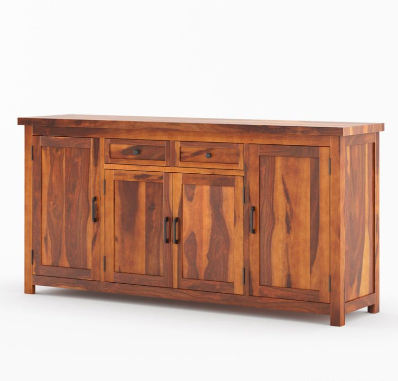 Galveston Rustic Solid Wood Buffet Cabinet with Drawers