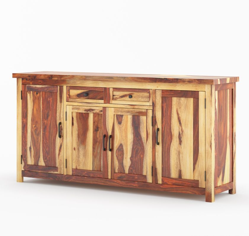 Galveston Rustic Solid Wood Buffet Cabinet with Drawers