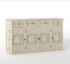 Nuala Hand Carved Solid Wood Kitchen Buffet Island Cabinet