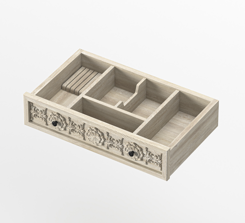 Nuala Hand Carved Solid Wood Kitchen Buffet Island Cabinet