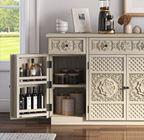 Nuala Hand Carved Solid Wood Kitchen Buffet Island Cabinet