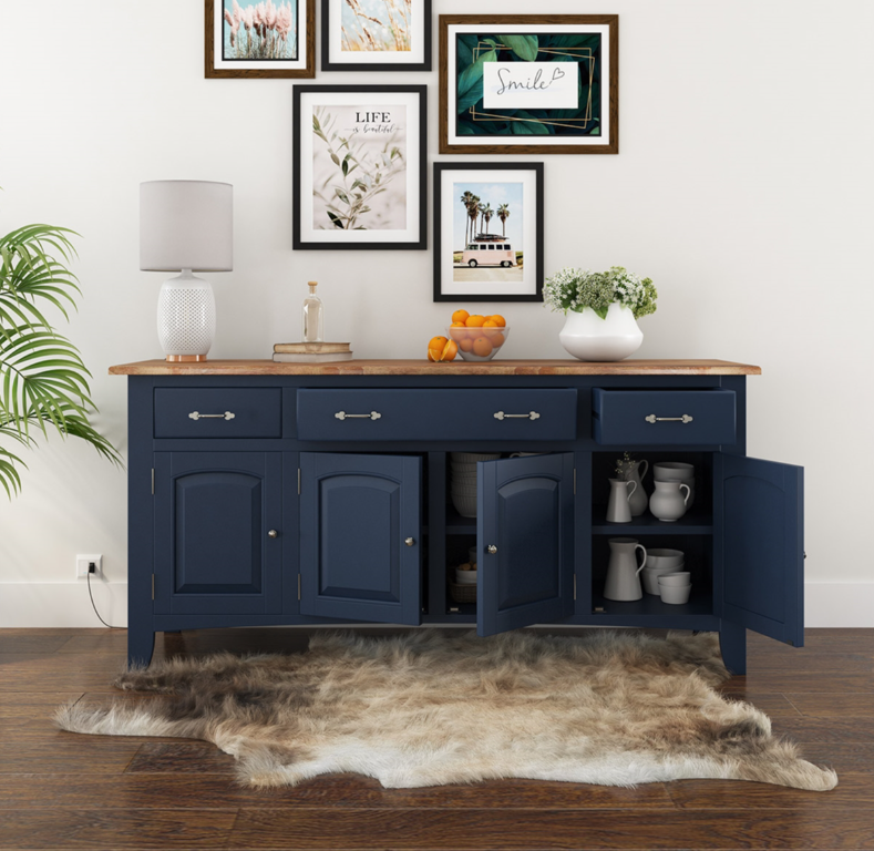Meriden Two Tone Solid Wood Blue Sideboard Cabinet with Drawers